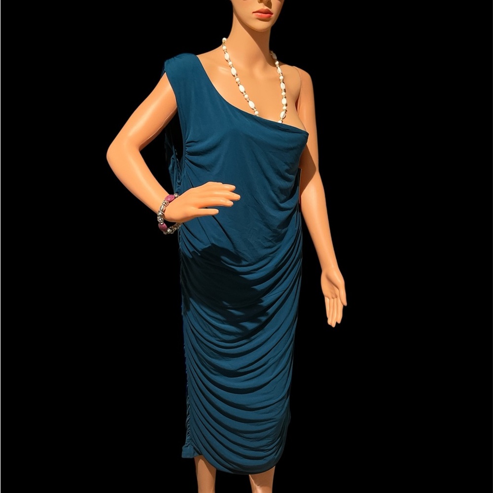 Emerald Sundae Teal One-Shoulder Dress